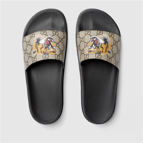 gucci men's slip on flip flops fur|men's Gucci slides size 13.